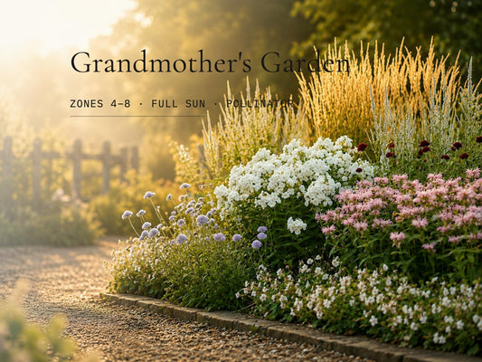 Heirloom Pollinator Garden Plan · Bee & Butterfly Border · Printable PDF · Zones 4–9