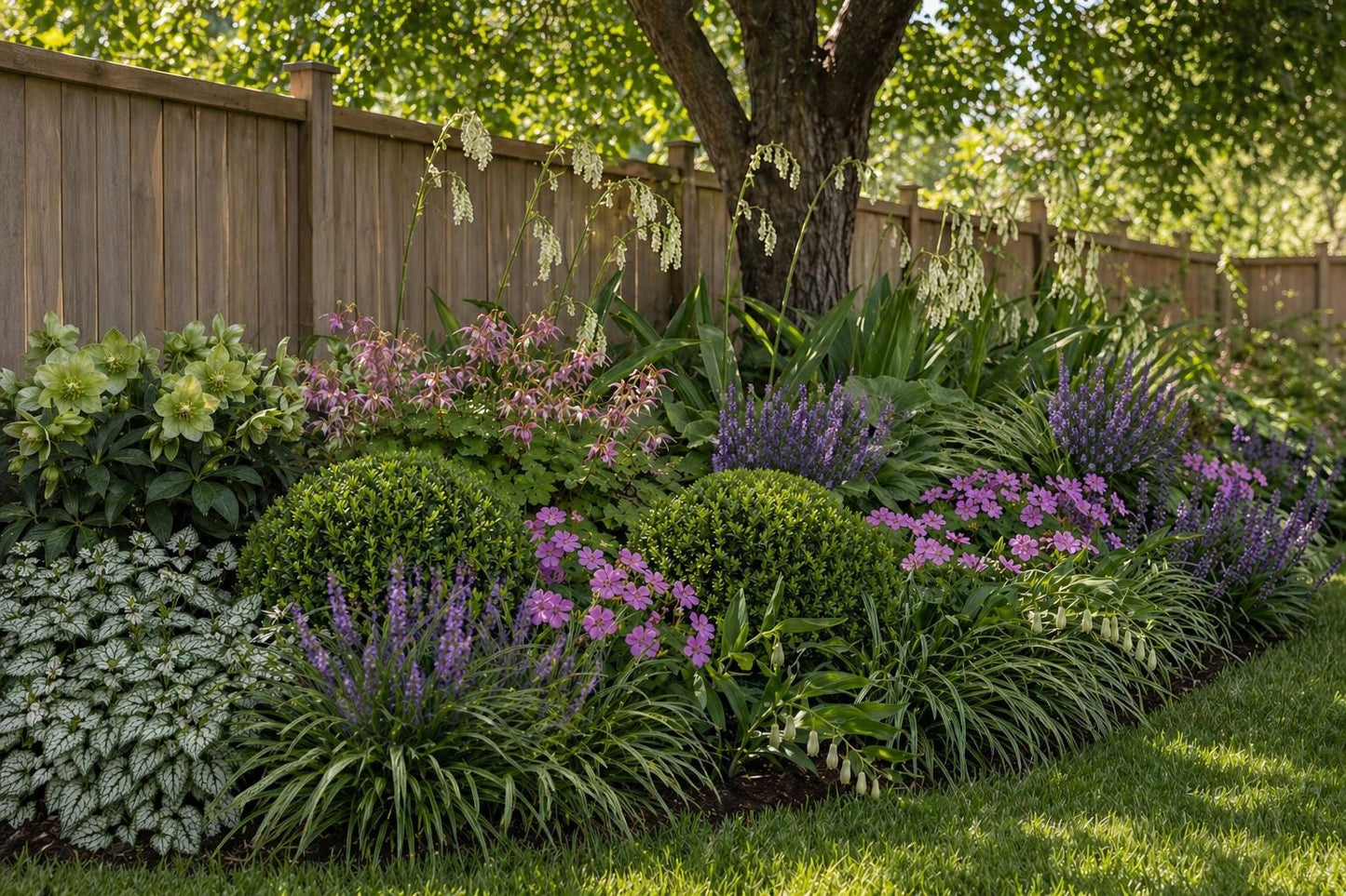 Dry Shade Garden Plan · Deer Resistant Perennial Border · Printable PDF · Zones 4–9