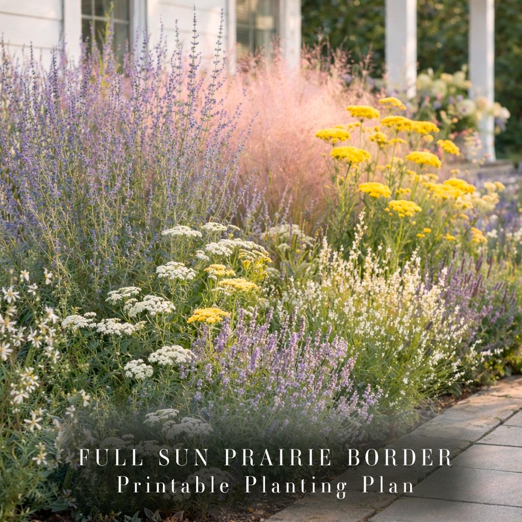 Pollinator Garden Plan · Full Sun Perennial Border · Printable PDF · Zones 4–9