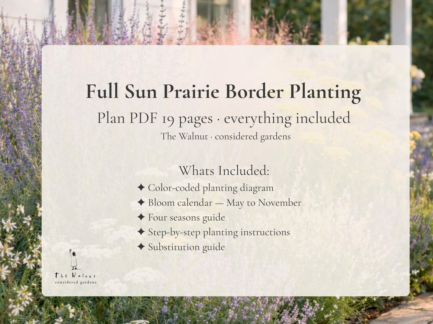 Pollinator Garden Plan · Full Sun Perennial Border · Printable PDF · Zones 4–9